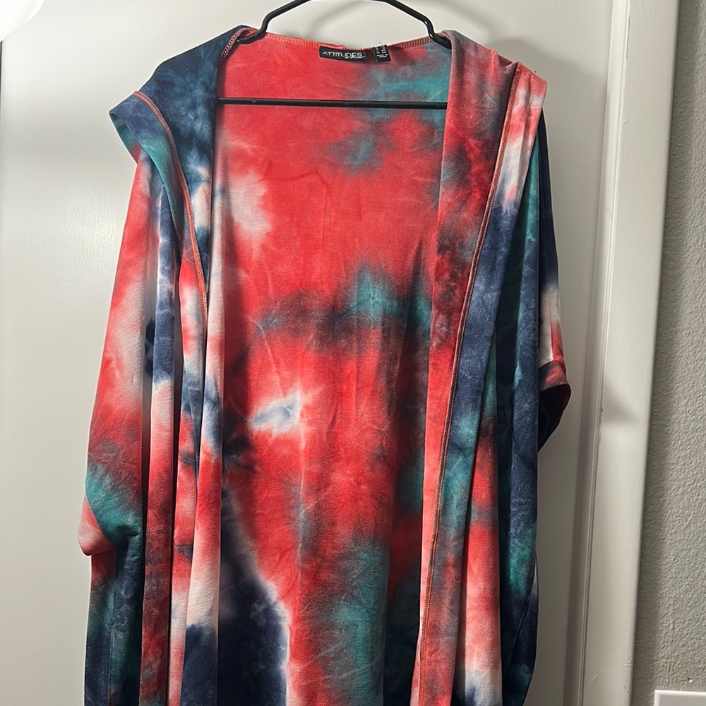 Colorful Tie-Dye Open Cardigan